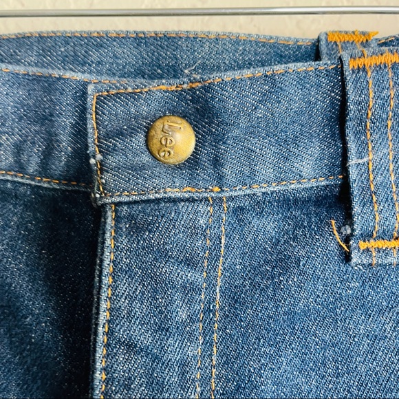 Rare 1970's Vintage Lee's High Waisted Two Toned Patchwork Bell Bottom Jeans - Picture 10 of 12